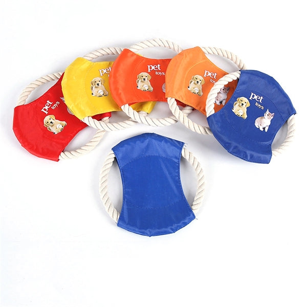 Fabric Pet Chew Toy Frisbee with Rope