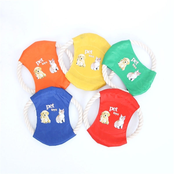 Fabric Pet Chew Toy Frisbee with Rope
