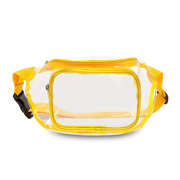 Clear Fanny Pack w/ Three Zipper Pockets Transparent PVC Bag