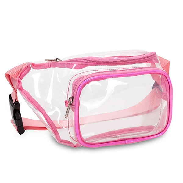 Clear Fanny Pack w/ Three Zipper Pockets Transparent PVC Bag
