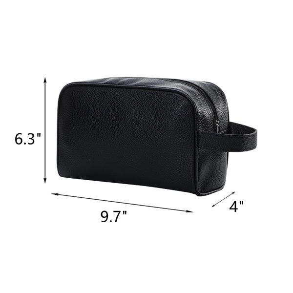 Mens PU Leather Toiletry Shaving Bag with Handle