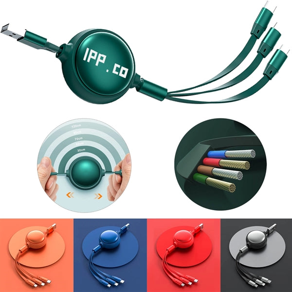 3 in 1 Multi USB Retractable Charger Cable 3A Multiple Cord
