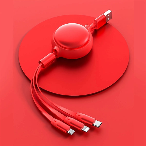 3 in 1 Multi USB Retractable Charger Cable 3A Multiple Cord