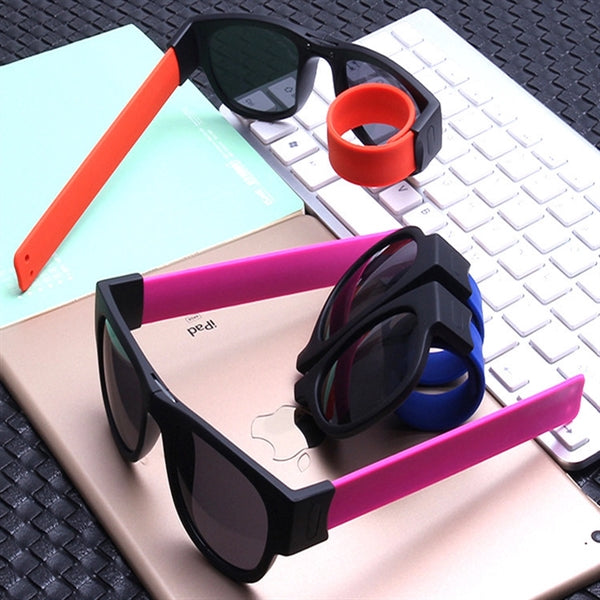 Siicone Wristband Slap Folding Sunglasses