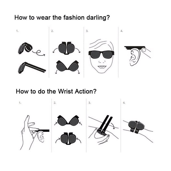 Siicone Wristband Slap Folding Sunglasses