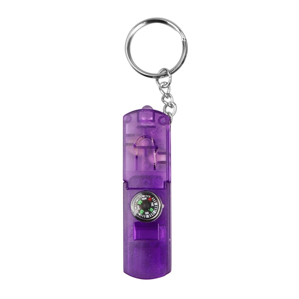 Compass Keychain with Whistle & LED Light