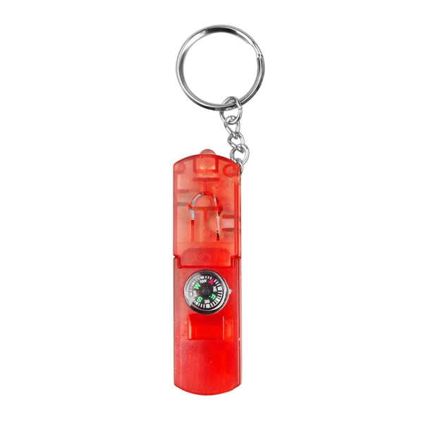 Compass Keychain with Whistle & LED Light