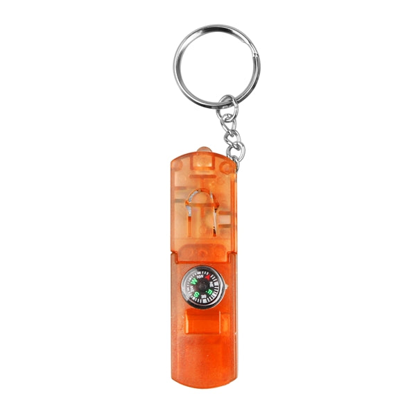 Compass Keychain with Whistle & LED Light