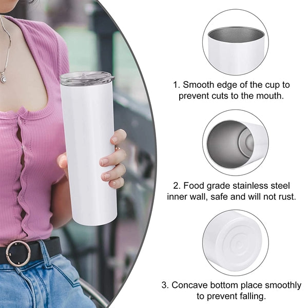 20oz Stainless Steel Skinny Tumbler with Straw