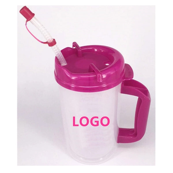 22oz 32oz Double-wall Medical Nurse Mug with Lid and Straw