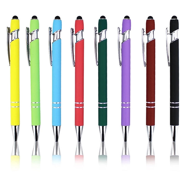 Rubberized Soft Touch Ballpoint Pen with Stylus Tip