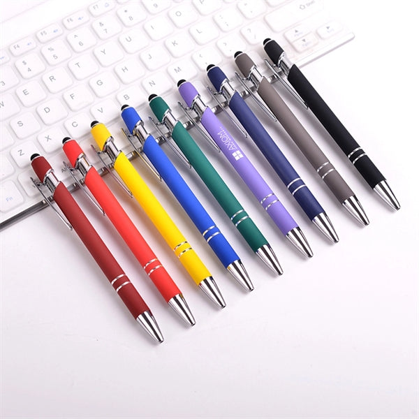 Rubberized Soft Touch Ballpoint Pen with Stylus Tip