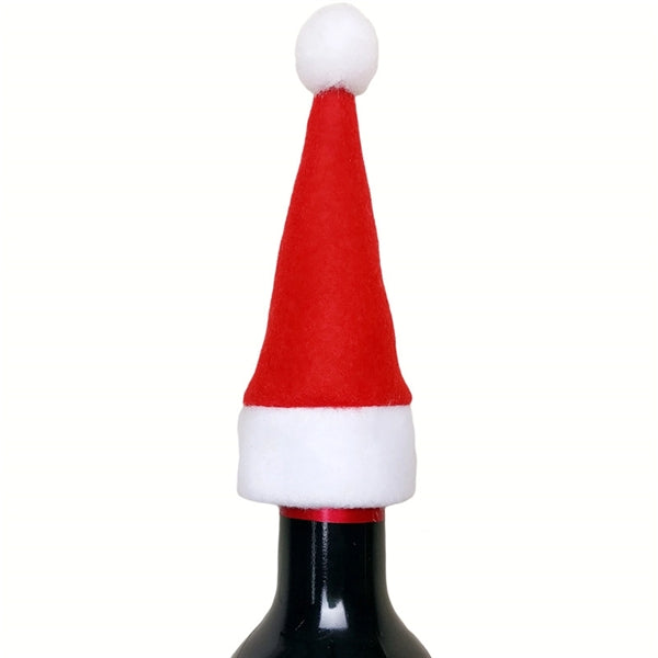 Mini Santa Hat Wine Bottle Topper Tableware Holder