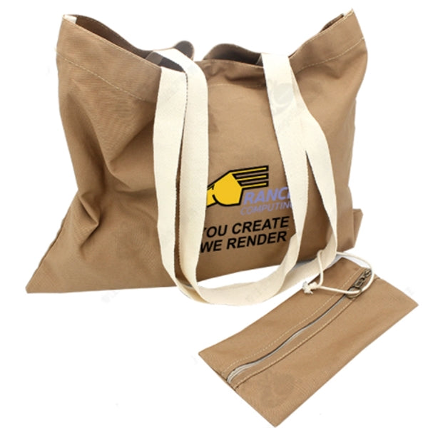 Cotton Canvas Tote Bag with Extra Pouch