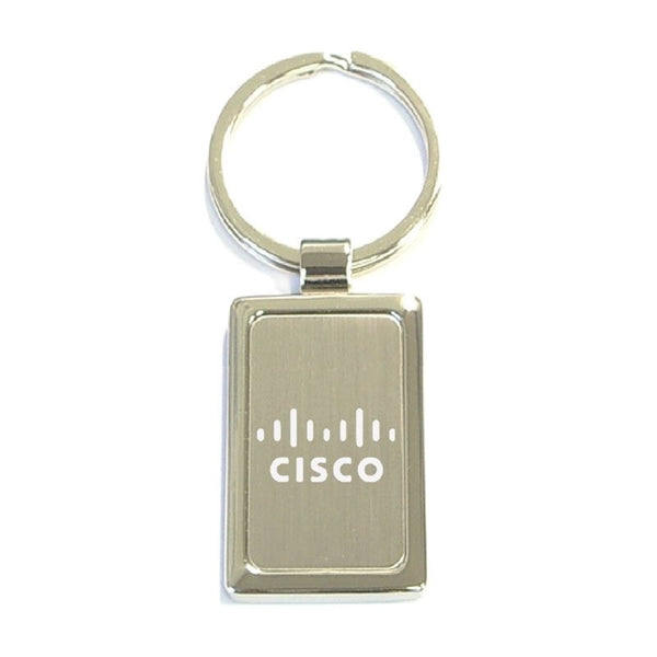 Rectangular Shape Chrome Metal Split Ring Key Holder