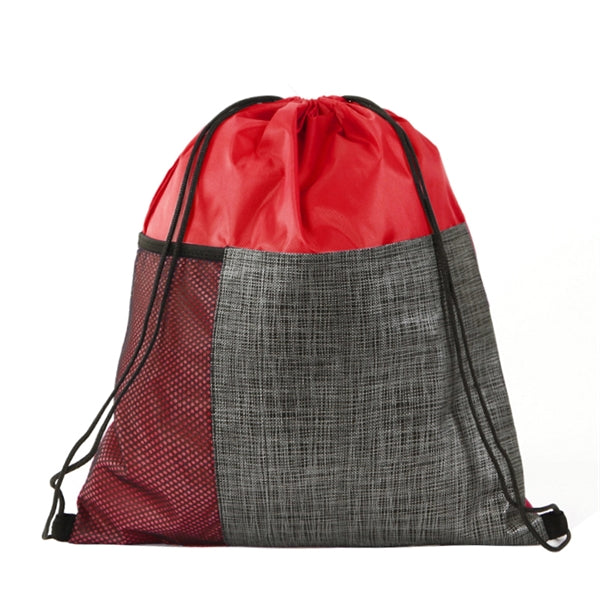 Classic Polyester Drawstring Backpack W/ Pockets
