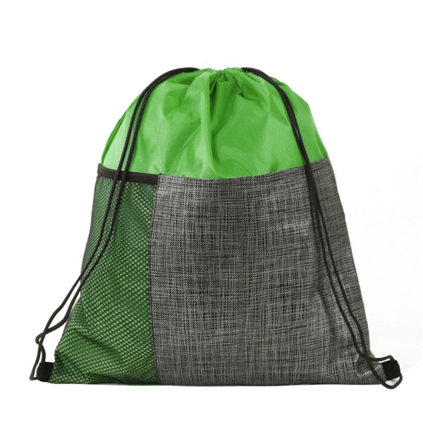 Classic Polyester Drawstring Backpack W/ Pockets