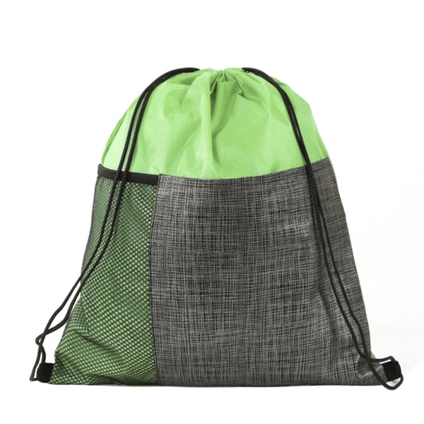 Classic Polyester Drawstring Backpack W/ Pockets