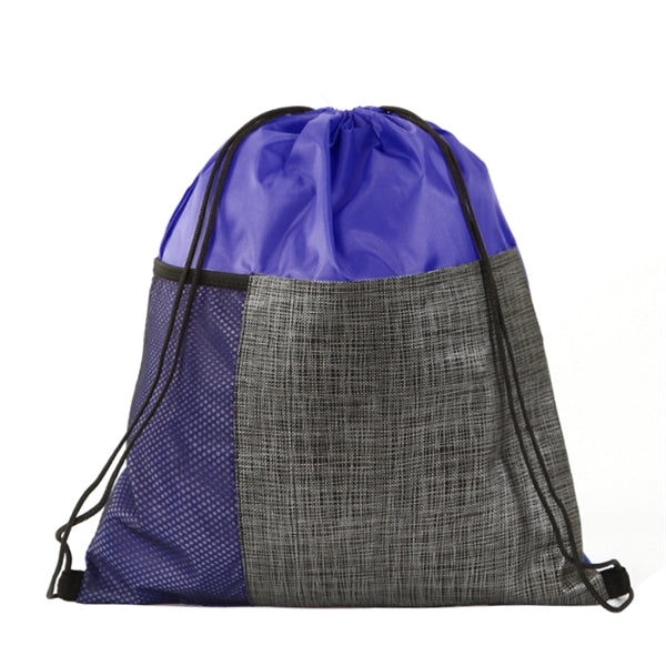 Classic Polyester Drawstring Backpack W/ Pockets