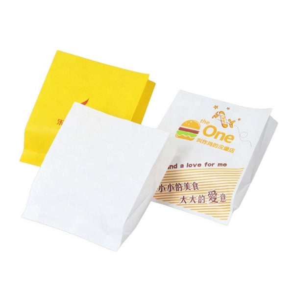 Flat Sharp Bottom Burger Snack Grease Proof Bags With Logo