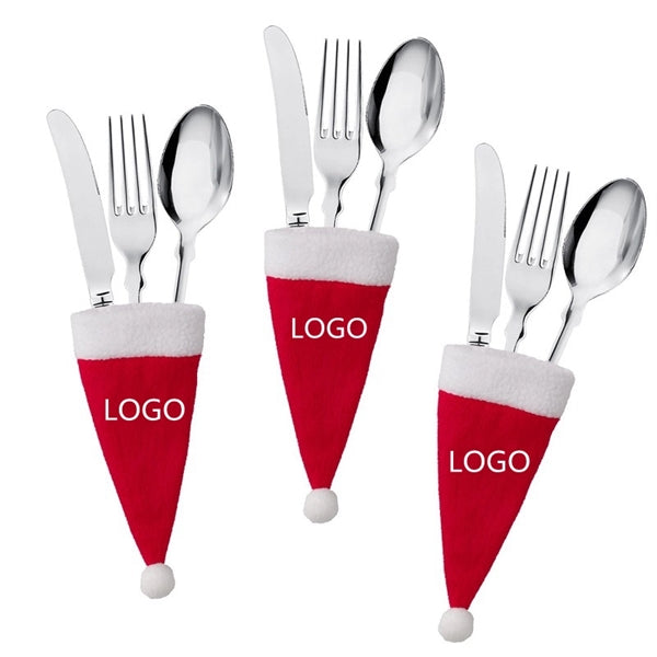 Mini Christmas Candy And Bottle Hat Fork Spoon Knife Storage