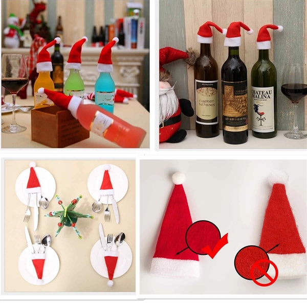 Mini Christmas Candy And Bottle Hat Fork Spoon Knife Storage