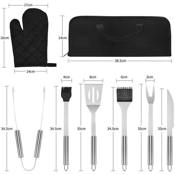 8-PC BBQ Grill Tool Set With Storage Apron