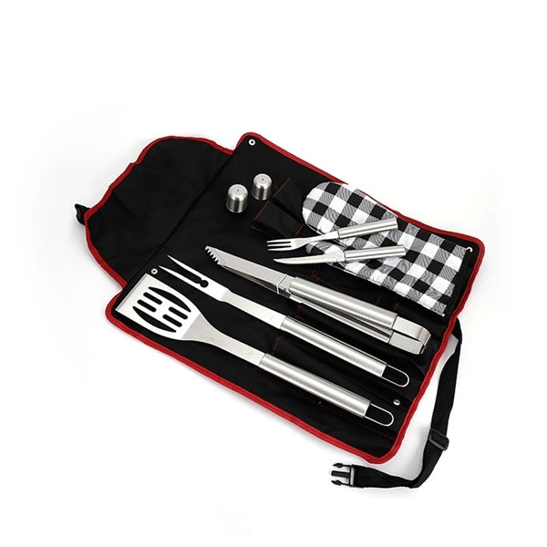 8-PC BBQ Grill Tool Set With Storage Apron