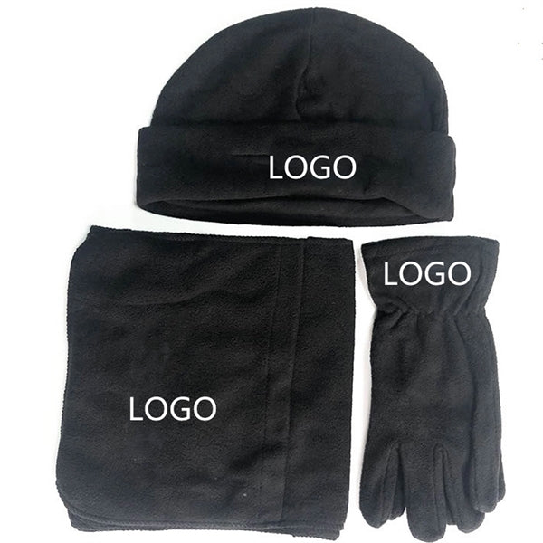 Winter Fleece Hat Glove Scarf Bag 4 pcs Set