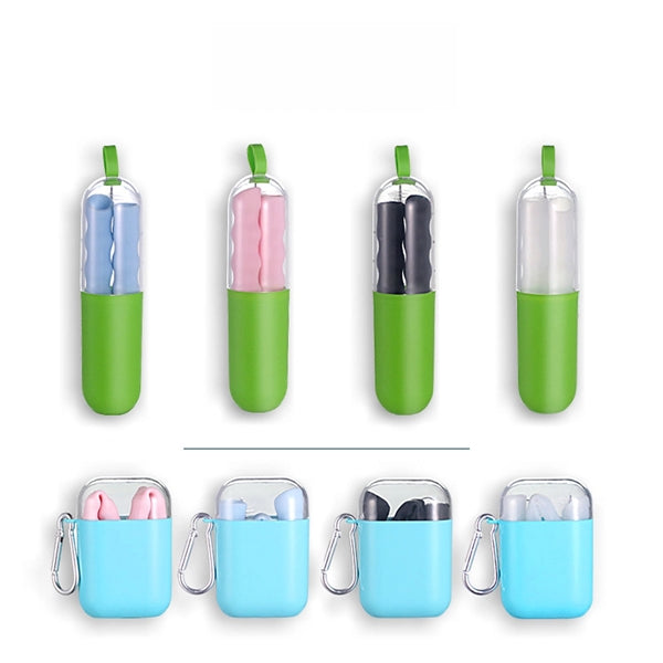 Collapsible Silicone Straw with Case and Cleaning Brush
