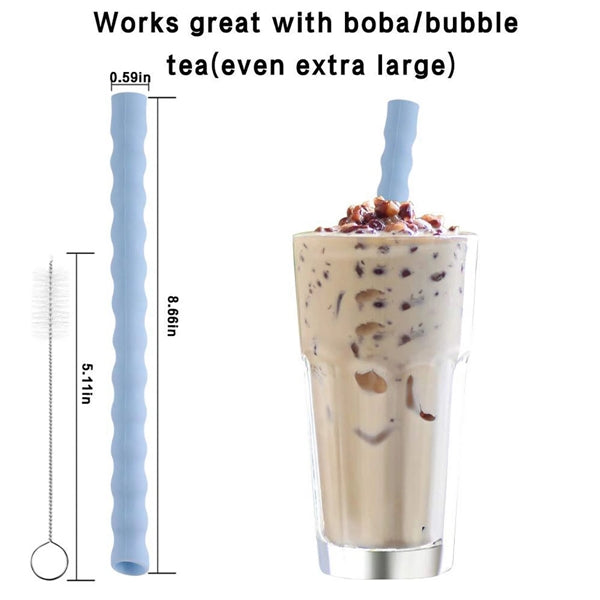 Collapsible Silicone Straw with Case and Cleaning Brush