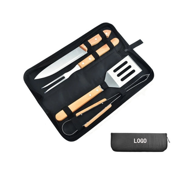 4pcs Wooden Handle Grilling Tools
