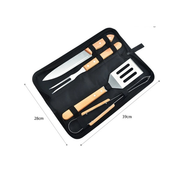4pcs Wooden Handle Grilling Tools