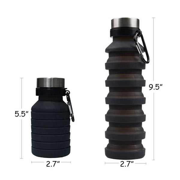 Foldable Sports Water Bottle With Carabiner