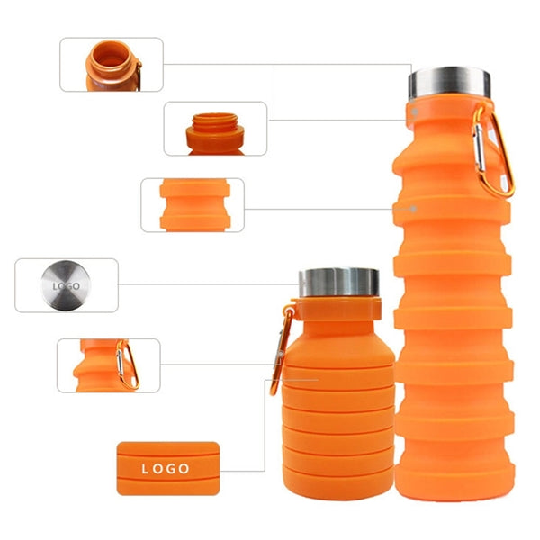 Foldable Sports Water Bottle With Carabiner