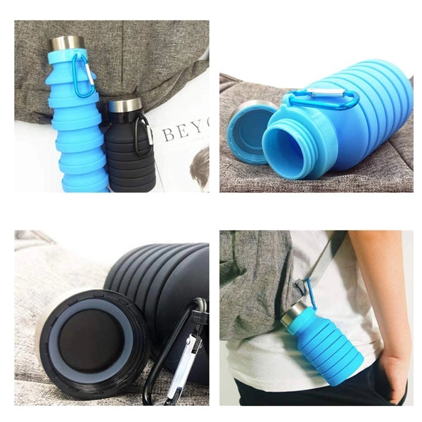 Foldable Sports Water Bottle With Carabiner