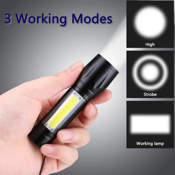 3 in1 Mini Lightning COB Rechargeable Flashlight