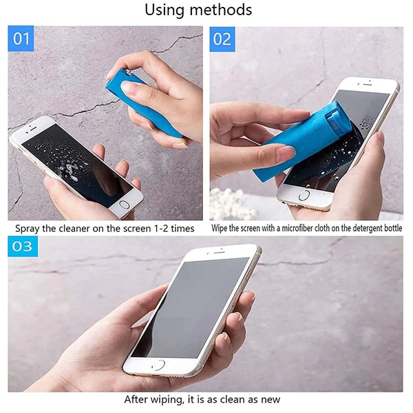 2 in 1 Spray and Microfiber Cloth Touchscreen Mist Cleaner