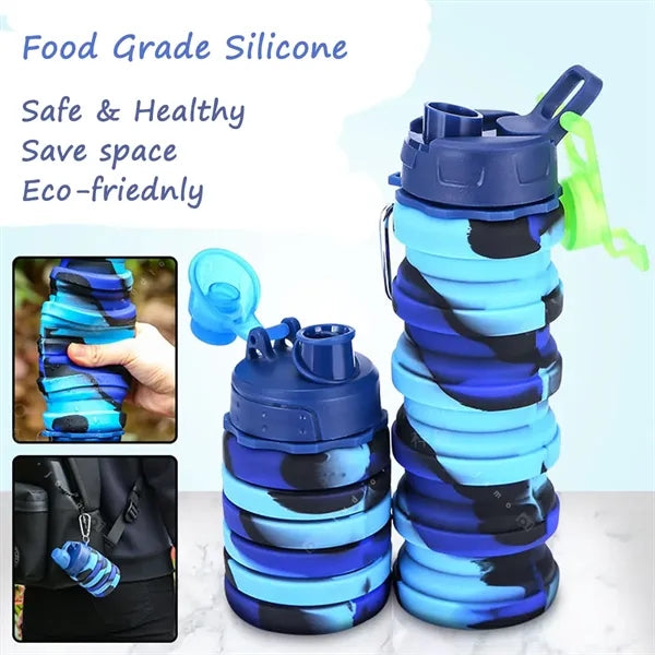 Collapsible Water Bottle Camouflage Silicone 17 oz