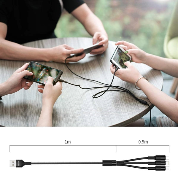 3-in-1 Cell Phone Charging Cable w/Type C Adapter & Keyring