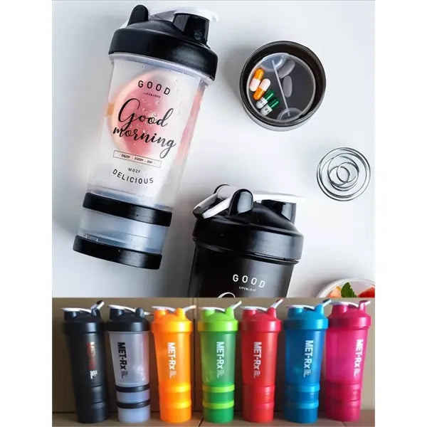 22oz 3 Layers Gym Protein Shaker Bottle