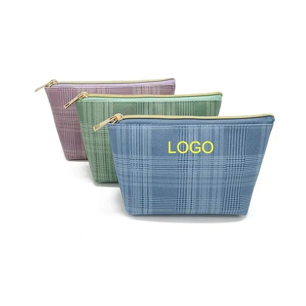 Plaid Makeup Organizer Cosmetic Bags