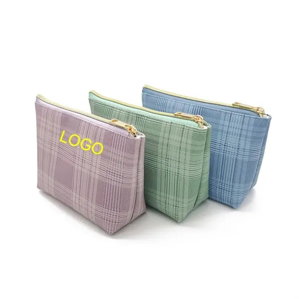 Plaid Makeup Organizer Cosmetic Bags