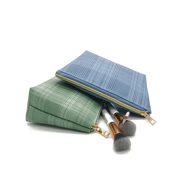 Plaid Makeup Organizer Cosmetic Bags