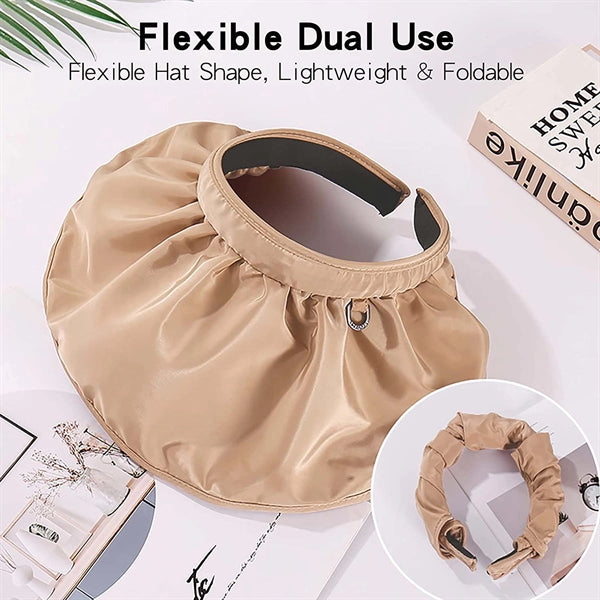 2 In 1 Headband Visor Foldable Bonnet Wide Brim Hat