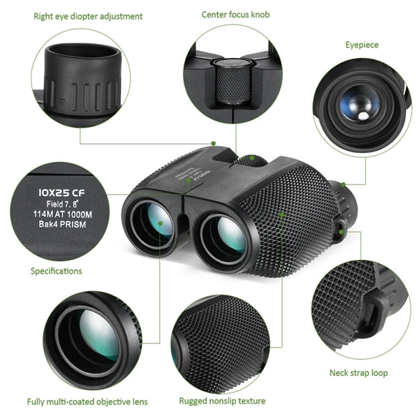 12x25 Mini Compact Binoculars