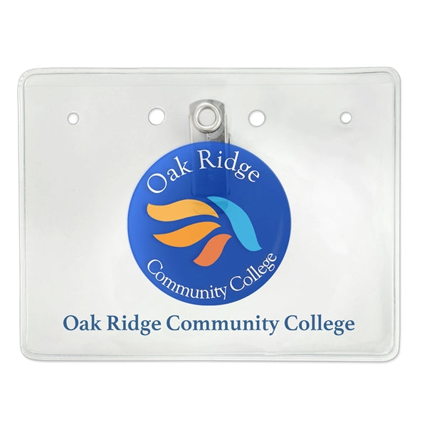Horizontal Clip-On Clothing-Friendly Badge Holders, 4" x 3"