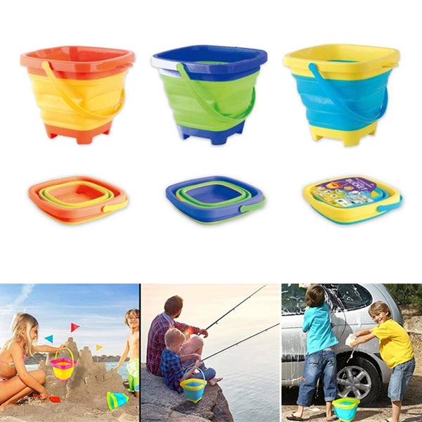 Folding silicone beach bucket