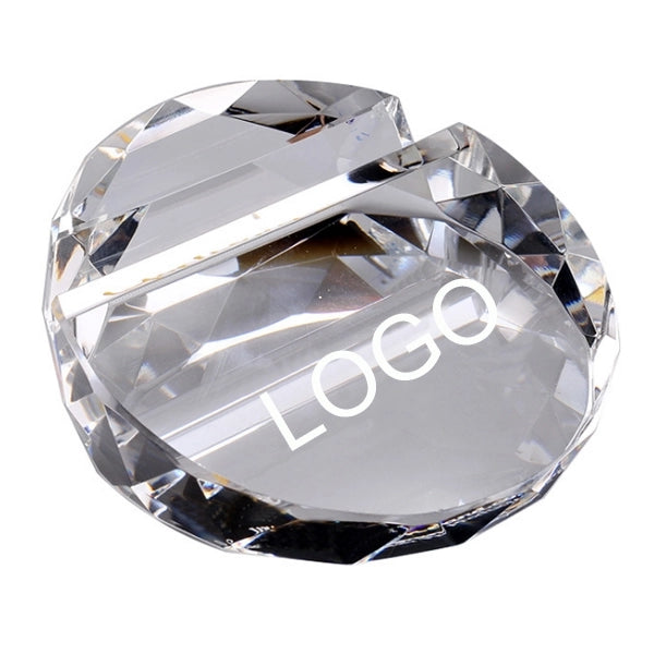 Round Crystal Paperweight Card Holder
