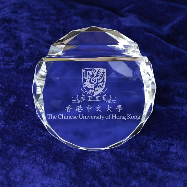 Round Crystal Paperweight Card Holder